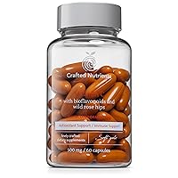 Crafted Nutrients Vitamin C with Bioflavonoids and Wild Rose Hips Softgels 1000mg per Serving | High Potency Vitamin C, Antioxidant & Immune Support, Non GMO and Gluten Free - 60 Premium Softgels