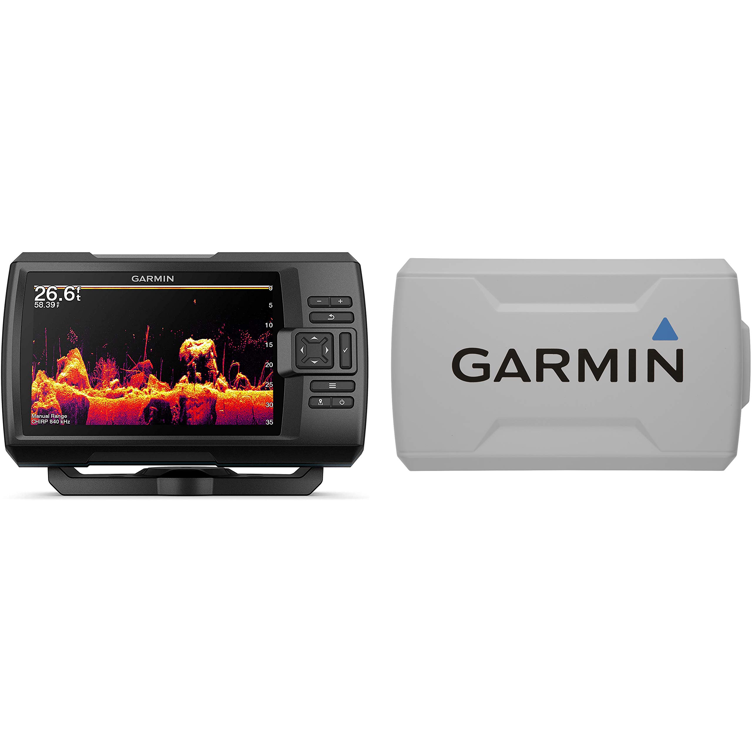 Garmin Striker Vivid 7cv Bundle with Transducer and Protective Cover, 7-inch Color Fishfinder, Vivid Scanning Sonar Color Palettes 010-02552-00