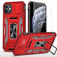 SunStory for iPhone 11 Case with HD Screen Protector & Slide Camera Cover & Kickstand, iPhone 11 Case [Military-Grade] Phone Case for iPhone 11 (Z_Red)