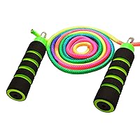 Anna's Rainbow Rope; Durable Outdoor Tie-Dye Cloth Jump Rope for Kids - Adjustable Skipping Rope with Foam Handles and Woven Cloth Cord