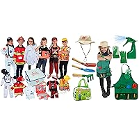 Born Toys 6-in-1 Kids' Dress Up & Pretend Play - Kids Costumes for Boys & Girls Ages 3-7 (Firefighter, Astronaut, Scientist, Construction, Pirate, Office Set and Gardening)
