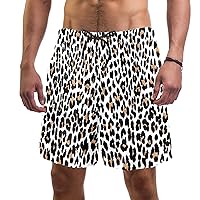 Leopard Print Mens Swim Trunks Quick Dry Swim Shorts with Mesh Lining Swimwear Bathing Suits