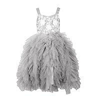 Lace Gray Tulle Flower Girl Dress Tutu Little Girls Holiday Dresses