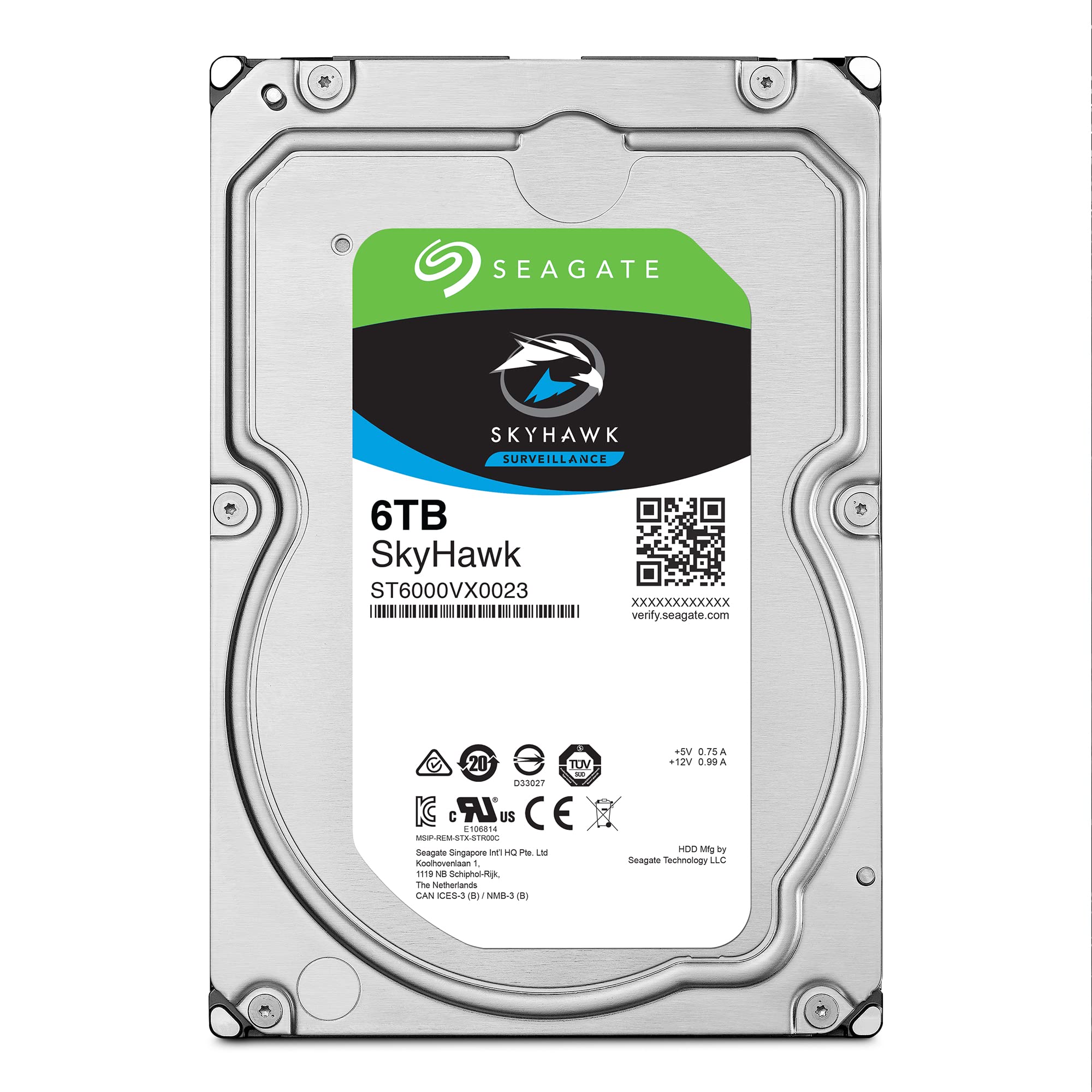 Seagate SkyHawk 6TB Surveillance Internal Hard Drive HDD – 3.5 Inch SATA 6GB/s 256MB Cache for DVR NVR Security Camera System with Drive Health Management – Frustration Free Packaging (ST6000VX001)