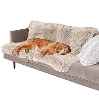 Furhaven Waterproof Throw Blanket for Dogs & Indoor Cats, Washable - Shaggy Plush Calming Long Faux Fur & Velvet Dog Blanket - Taupe, Extra Large/XL (Color May Vary)