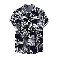 Men's Summer Vacation Beach Shirt Tropical Holiday Stylish Button Down Hawaiian Shirt Short Sleeve Aloha Party Shirts