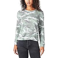 Lucky Brand womens Long Sleeve Cloud Jersey Waffle Top, True Camo 11 Agave, Large US