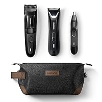 MANSCAPED® Body, Beard & Face Bundle 5.0 - The Lawn Mower® 5.0 ULTRA Groin & Body Hair Groomer, The Beard Hedger™ Premium Beard Trimmer, Weed Whacker® 2.0 Nose & Ear Hair Razor, The Shed™ Toiletry Bag