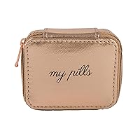 Zippered “My Pills” Pill Case with 8-Day Removable Plastic Medicine Organizer, Rose Gold, 3.5” L x 2.75” W x 1.25” H – Keep Your Vitamins and Pills Organized – Compact and Sleek Pill Box