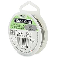 Beadalon 7 Strand Stainless Steel Bead Stringing Wire, 0.012 in / 0.30 mm, Bright, 100 ft / 31 m