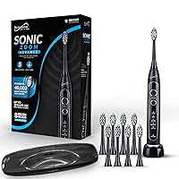 Supersonic TB-5100 Sonic Zoom Advanced Whitening Electric Toothbrush | 40,000 VPM | Wireless Charging | 5 Cleaning Modes | 8 Brush Heads | Auto Timer | Travel Case | Black