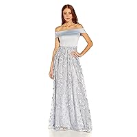 Adrianna Papell Women's Floral Embroidery Gown, Opal, 14