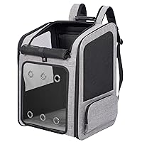 Extra Large Cat Backpack Carrier fit up to 15kg, Foldable Pet Carrier Backpack for Large Cat and Small Dog, Dog Carrier Backpack with Ventilated Design, Grey