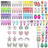 100 Pcs Cute Candy Color Hair Clips and 8 Pairs Shiny Stud Earrings for Girls