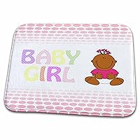 3dRose Image of Large Pastel Words Baby Girl With Black Baby On... - Dish Drying Mats (ddm-348970-1)