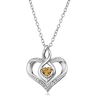 Kooljewelry Sterling Silver Diamond Accent Birthstone Heart Pendant Necklace (18 inch)