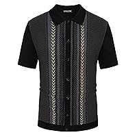 PJ PAUL JONES Mens Vintage Polo Shirts Contrast Stripe Retro Short Sleeve Knit Button Down Polo Shirt