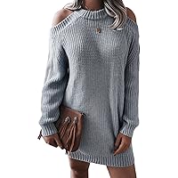 Kissonic Women's Off Shoulder Cable Knitted Sweater Puff Long Sleeve Pullover Jumper Tops