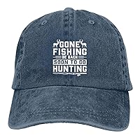 Cool Hat Gone Fishing Be Back to Go Hunting Adjustable Vintage Cowboy Baseball Caps Women Men Gift Dad Hats