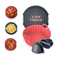 COSORI Air Fryer Silicone Liners for 3-5 Qt, 7.6 Inch Reusable Basket, Certified Food Grade Accessories, Resistant up to 450°F, Thickened & Durable​, Non-stick Dishwasher Safe, Gloves Included, 2 Pcs