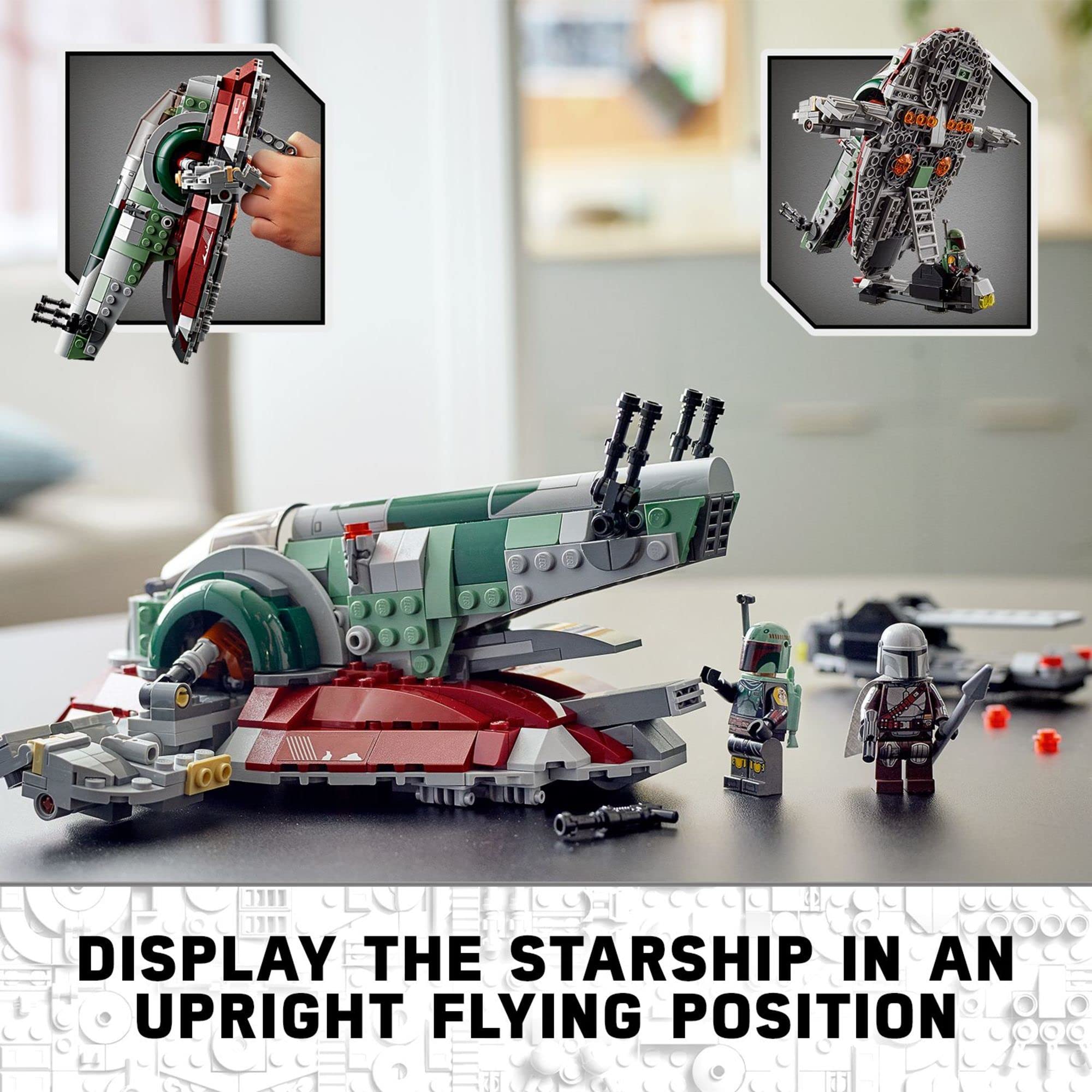 LEGO Star Wars Boba Fett Starship 75312 Building Toy - Mandalorian Model Set Featuring Iconic Starfighter with Rotating Wings and 2 Minifigures, Fun and Imaginative Build for Kids Age 9+