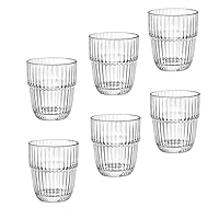 Bormioli Rocco Barshine 7 oz. Stackable Juice Drinking Glasses, Clear, Set of 6
