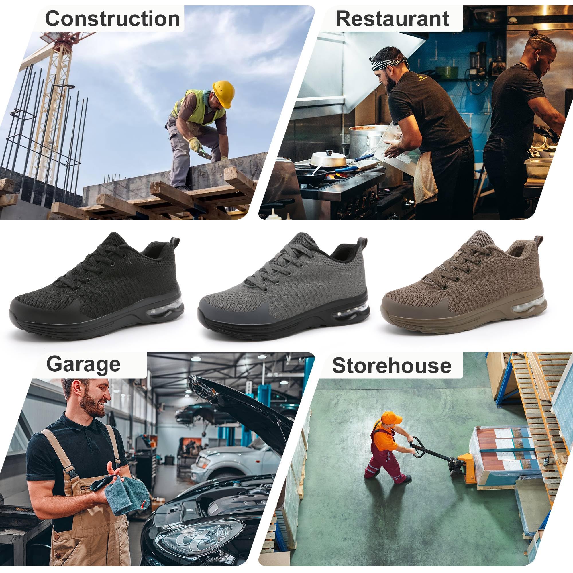 LUPWEE Steel Toe Shoes for Men Women, Slip Resistant Safety Work Shoes Puncture Proof Comfortable Indestructible Sneakers with Specialized Work Insole for Industry Construction Warehouse