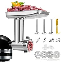Stainless Steel Meat Grinder Attachment for KitchenAid, Stainless Steel Meat Grinder Attachment, Sausage Stuffer, Attachment for KitchenAid Mixers, Dishwasher Safe(Mixer Not Included)