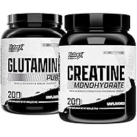 Nutrex Research Creatine Monohydrate Powder 200 Serv & L Glutamine Powder 200 Serv Bundle