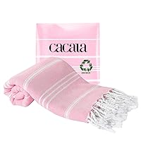 Cacala 100% Turkish Cotton Kitchen Tea Towels, Highly Absorbent Luxury Soft Quick Drying Dish Towel with Hanging Loop for Gym, Yoga, Bath, Sports, Cleaning and Kitchen (23 x 36), Sugar Pink
