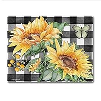 Sunflower Fields Decorative 3mm Heat Tolerant Tempered Glass Cutting Board 10” x 8” Manufactured in the USA Dishwasher Safe