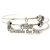 Think Outside the Box Expandable Wire Triple Style Bangle Bracelet, 2.5
