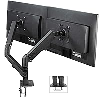 VIVO Articulating Dual 17 to 27 inch Pneumatic Spring Arm Clamp-on Desk Mount Stand, Fits 2 Monitor Screens with Max VESA 100x100, Black, STAND-V102O