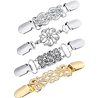 Jetec 4 Pieces Vintage Sweater Shawl Clips Retro Cardigan Collar Clips Dress Shirt Brooch Clips for Women Girls Wearing, 4 Styles