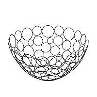 Spectrum Diversified Circles Round Bowl Contemporary Vegetable & Fruit Basket, Geometric Modern Kitchen Countertop Food, Shapes Sleek Steel Produce Storage, Black