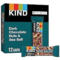 Bars, Dark Chocolate Nuts and Sea Salt, Healthy Snacks, Gluten Free, Low Sugar, 6g Protein, 12 Count