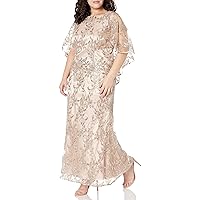 Brianna Women's Embellished Sequin Gown with Capelt Top
