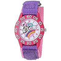 Disney Minnie Mouse Kids' Bezel Stainless Steel Time Teacher Analog Nylon Strap Watch