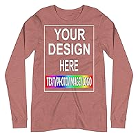 Personalized Tee Custom Long Sleeve Shirts for Men, Women Design Your Own Image Text Photo Front, Back Print
