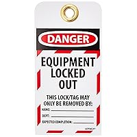 NMC LOTAG37-25 Danger Equipment Locked Out This Lock/TAG May ONLY BE Removed by: Tag - [Pack of 25] 3 in. x 6 in. Vinyl 2 Sided Danger Tag