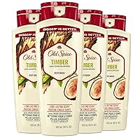 Old Spice Fresher Timber Scent Body Wash for Men, 18 oz (Pack of 4)