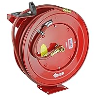83754 Value Series Air and Water 50 Foot x 3/8 Inch Retractable Hose Reel, 1/2 Inch NPT Fitting, Slotted Mounting Base, 5-position Adjustable Outlet Arm