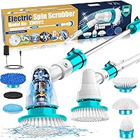 Electric Spin Scrubber, Cordless Shower Spin Scrubber with 5 Brush Heads, Adjustable Extension Arm, Household Cleaning Brush, Bathroom Scrubber Power Spin Scrubber for Grout Sink Tub Tile Floor