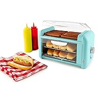 Nostalgia Extra Large 8-in-1 Hot Dog & Bun Warmer, Stainless Steel Grill Rollers, Non-stick Warming Racks, Adjustable Timer