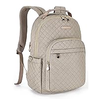 LIGHT FLIGHT Travel Laptop Backpack Women, 15.6 Inch Anti Theft Laptop Backpack with USB Charging Hole Water Resistant Casual Daypack Computer Backpack for Work, Warm Gray