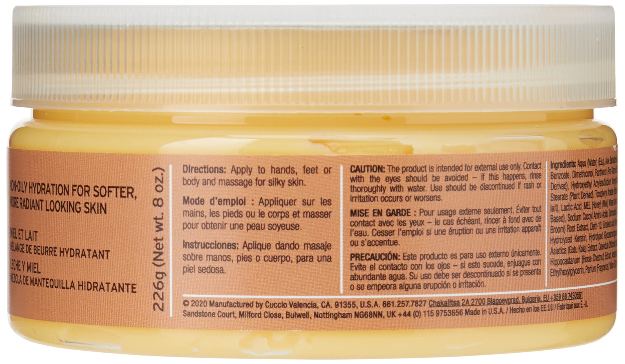 Cuccio Naturale Butter Blends - Ultra-Moisturizing, Renewing, Smoothing Scented Body Cream - Deep Hydration For Dry Skin Repair - Made With Natural Ingredients - Milk & Honey - 8 Oz