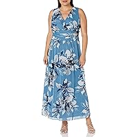 S.L. Fashions Women's Long A-line Dress with Flutter Sleeves and Ruched Waist