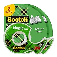 Scotch Magic Tape, Invisible, Home Office Supplies and Back to School Supplies for College and Classrooms, 2 Rolls with 2 Dispensers