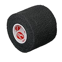 Eco-Flex Self-Stick Stretch Tape, Cohesive Tape, Flexible Elastic Sports Tape, Athletic Training Room Supplies, Easy Tear & Self-Adherent Bandage Wrap, Single 5 Yard Roll, Black