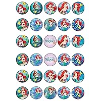 30 x Edible Cupcake Toppers Themed of Little Mermaid Collection of Edible Cake Decorations | Uncut Edible on Wafer Sheet